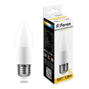 Лампа светодиодная, (13W) 230V E27 2700K С37, LB-970