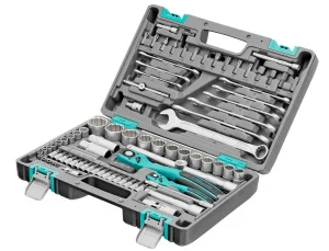 Набор инструментов 82 предм. 1/2", 1/4", CrV, 12-гранные головки, пласт. кейс Stels 14117 *1
