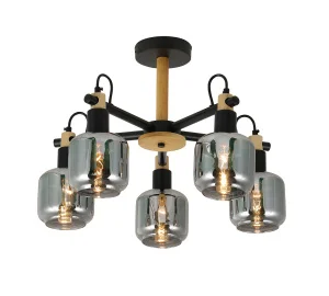 Светильник потолочный LV 9449/5 Парма Чёрный/дерево Е14 40W Ø540 H370мм