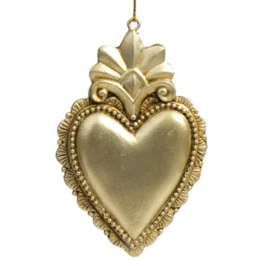 Украшение новогоднее подвесное Золотое сердечко из полирезины 1х6х9см 78143 *1