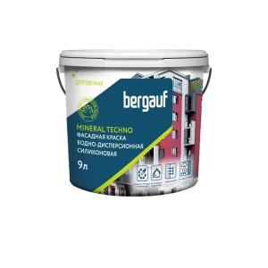 Краска силиконовая фасадная Mineral Techno всесезонная 9л База С 91379 (Bergauf)