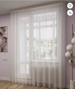 Тюль Лён 300х260см с утяжелителем белый с серебром *1