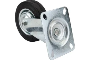 Колесо промышл. поворот. стал.ободс  резин шиной и роликоподшип., площадка, D100, б/т  - накл. Tech