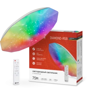 Светильник светодиодный COMFORT DIAMOND-RGB 75Вт 3000-6500К 6000лм 230В 500х90мм с пультом ДУ 469061