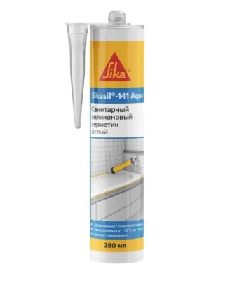 Герметик силиконовый санитарный Sikasil-141 Aqua белый 280мл (Sika)  12 (-40)