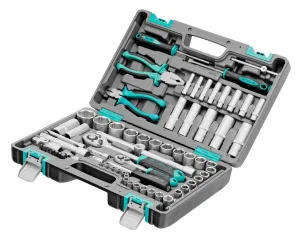 Набор инструментов 69 предм. 1/2", 1/4", CrV, пласт.кейс Stels 14108 *1