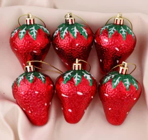 Украшение ёлочное "Клубничка" 6шт 4х6см красный 4941978 *1