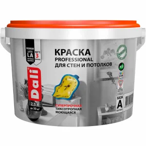 Краска ВД PROFESSIONAL для стен и потолков 2,5л ДАЛИ