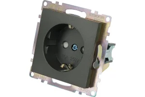 Розетка 1-м "Катрин" с защитной шторкой с/з (механизм) 250В 16А графит GLS16-7110-06 Stekker *1