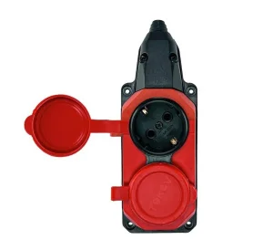 Колодка удлинителя 2-м с заземл. каучук TKE-C13-KK2-Z красный Tokov Electric