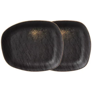 Набор Тарелок Закусочных Bronco "Midnight Gold" 2 Шт.  22*18.5*3 См (Кор=12Наб.)