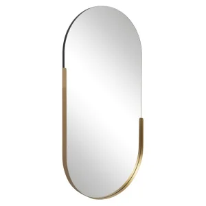 Зеркало интерьерное настенное в овальном корпусе из металла 80х40см белое золото 8040-Zm4 *1