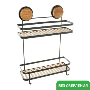 Полка прямоугольная 2-яр Magic черная-дерево Fixsen FX-950B-2