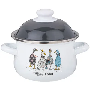 Кастрюля Agness Эмалированная С Эмал.Крышкой Серия "Family Farm", 1.5 Л, 16*10 См