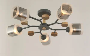 Светильник потолочный LV 9456/5 Пиари Серый/дерево Е27 60W 730х730х180мм