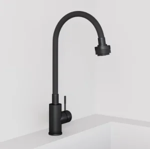 Смеситель д/кухни одноруч. "Kitchen" с высоким гибким изливом черный AV9001B (Avrora) *1
