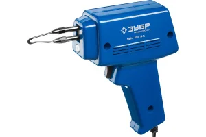 ЗУБР  150 Вт, в наборе: нагрев 6 сек., канифоль, припой, 2 сменных жала, импульсный паяльник, Профес