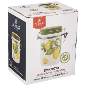 Банка Agness "Лемон Три" 9,5*15 См 600 Мл (Кор=36Шт.)