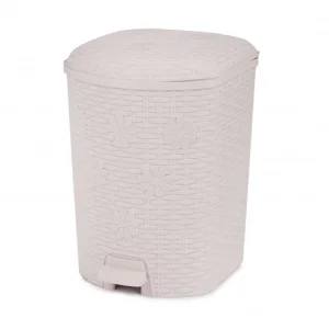 Контейнер для мусора "Плетенка" 12л с педалью  Слон.кость