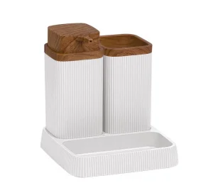 Набор аксессуаров для ванной комнаты "TRIO-C" 3 предмета белый-дерево FX-434 (Fixsen) *1