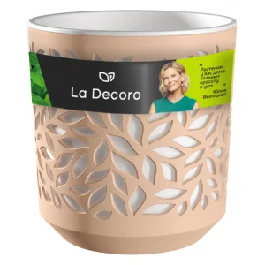 Кашпо д/цветов пласт. "Leaves" 4л пудра/белый КШ-5832 (La Decoro) *1