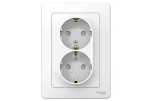 Розетка 2-м СП BLANCA 16А 250В защ. шторки с заземл. бел. SchE BLNRS001121