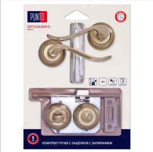 Ручка дверная PUNTO LM/A SET72R.TL54.OLIVIA/HD ABG-6 45709 с защелкой c запиранием бронза