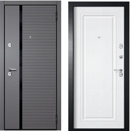 Дверь металлическая ГУДЗОН1 2К_Антик сер_на черном/МДФ8, графит/МДФ6, белая 870 правая