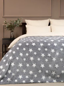 Плед фланель печатный скрутка 180х200см TF FN F107GY4 b1820 Звёзды
