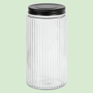 Емкость для хранения с черной крышкой, 950 мл,стекло, материал крышки: нержавеющая сталь, Faceta, Es