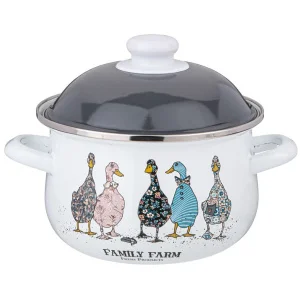 Кастрюля Agness Эмалированная С Эмал.Крышкой Серия "Family Farm", 2.0 Л, 18*11 См