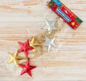 Бусы на ёлку 1 м "Разноцветные звёздочки" 3562565