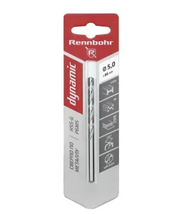 Сверло по металлу ЦХ, 5,0х86мм, HSS-G, P6M5, уп-1шт. Rennbohr Dynamic Card 675050 *1