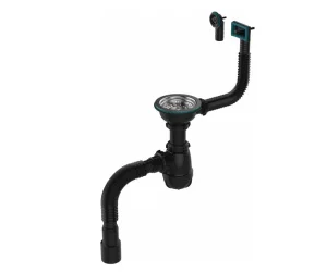 Сифон бутылочный 3 1/2х40 с мет.реш. с прямоуг/кругл перелив, гт 40х40/50 BLACK B0187 (Aquant) *1