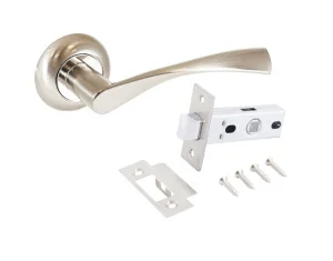 Ручка дверная АЛЛЮР АРТ ОСКАР SN+L45-8 SN (1380/S45) с защелкой матовый никель