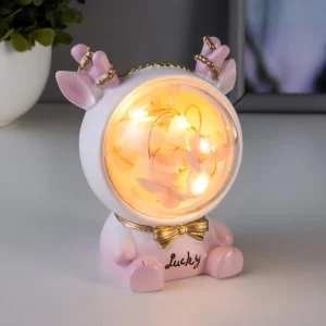 Ночник "Олененок" LED от батареек розовый 6х6,5х9 см   7623769