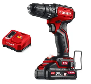 Дрель-шуруповерт Зубр ДБ-45-21 20В, 45Нм, 1 АКБ LMS (2Ач), 0-400/0-1400 об/мин (бесщеточный двигатель) *1