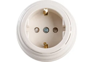 Розетка 1-м "Ретро" с земл. со шторками 16А ОУ РА16-0206 бежевый (Bylectrica) *1