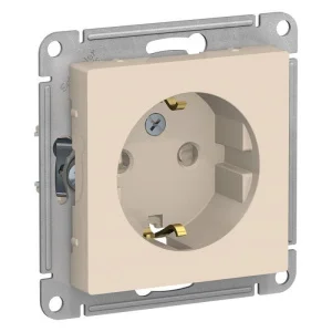 Механизм розетки 1-м СП AtlasDesign 16А с заземл. защ. шторки беж. SchE ATN000245