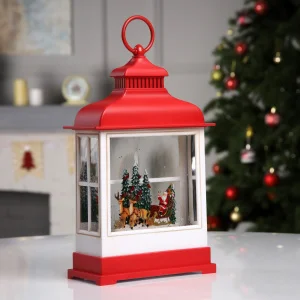 Светодиодная фигура «Фонарь с упряжкой» 16.5 × 26.5 × 7.8 см, пластик, батарейки ААх3 (не в комплект