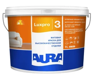Краска AURA "Luxpro 3" интерьерная влагостойкая для стен и потолков 9 л