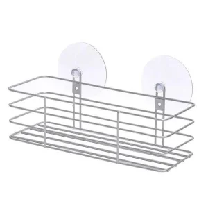 Полка прямоугольная 1-яр Eline B-1 18,4х9х10см металл хром на присосках Рыжий Кот И0781