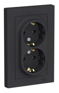 Розетка 2-м AtlasDesign 16А с заземл. в сборе карбон SchE ATN001024