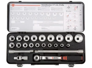 Набор торцевых головок с трещеткой 23предм. 6гр 1/2" пласт. кейс Wurth 96513230 *1