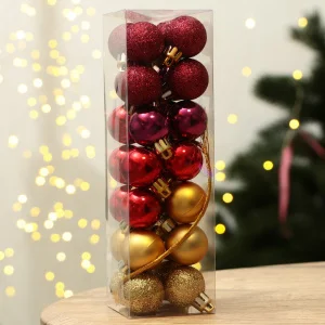 Новогодние шары ёлочные на Новый год пластик d=3см 28шт цвет красный, винный и золотой 9489975 *1