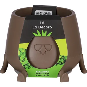 Кашпо д/цветов пласт. "Мистер Крутой" 0,6л пралине КШ-1853 (La Decoro) *1