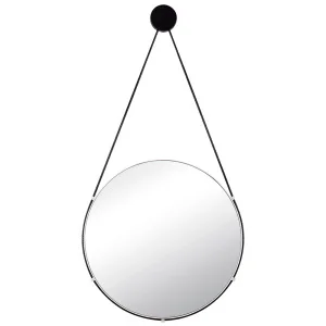 Зеркало интерьерное настенное в круглом корпусе из металла с ремешком d=40,3см белый 4005-Zm2 *1