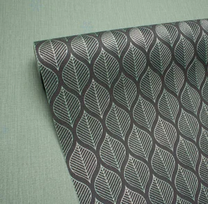 Обои компакт-винил Laura мотив 588483 1,06х10м зеленый на антрацитовом