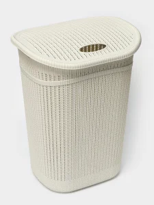 Корзина для белья 55л 45х37х59см "Вязание", цвет белый ротанг 4421608