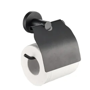 Держатель д/туалетной бумаги с крышкой "20586" черный 102030 (Zenfort) *1